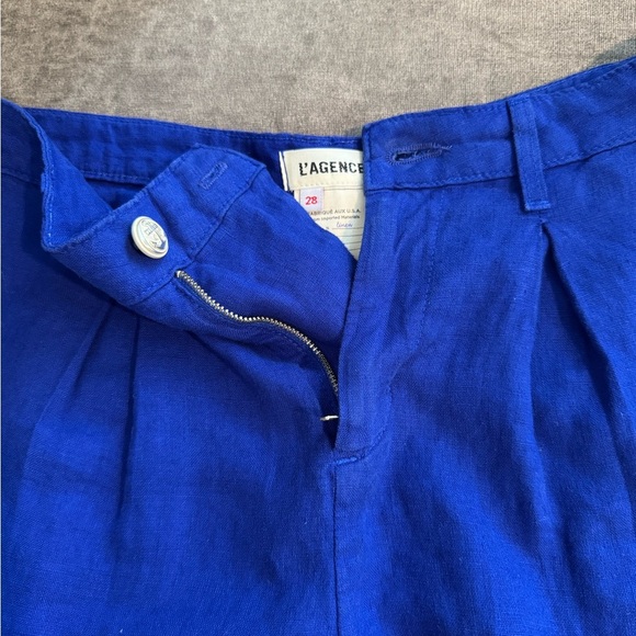 L'AGENCE Zahari High Rise Surf Blue Linen Shorts Size 28 - Picture 8 of 13